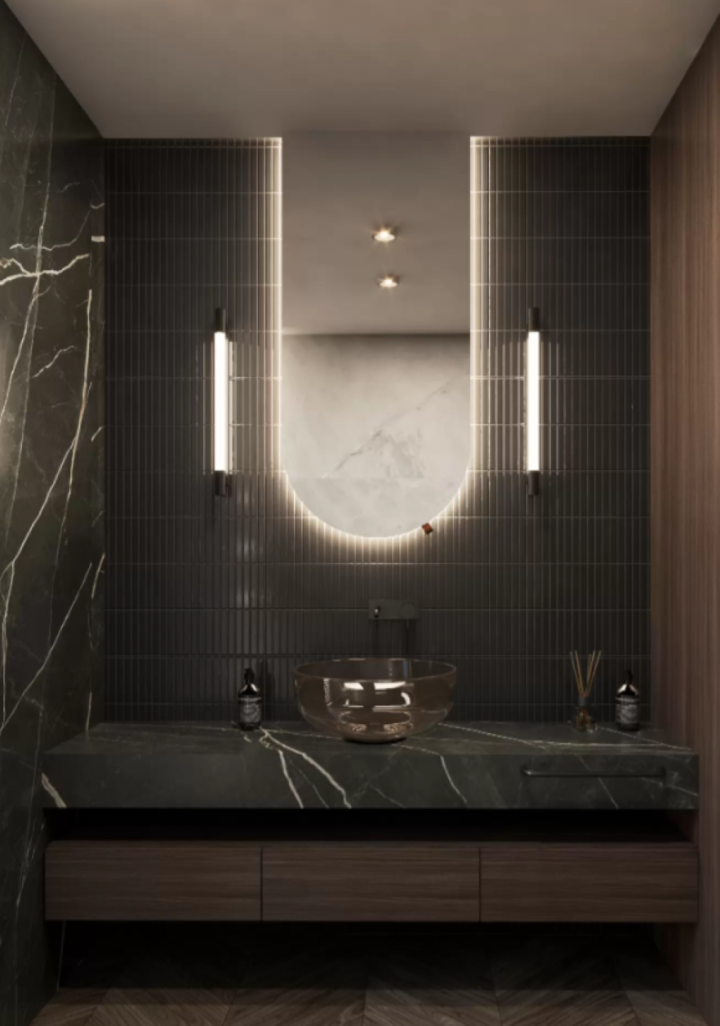 Add Home Below veidrodis su galiniu LED apšvietimu, Ovalūs veidrodžiai, veidrodžiai Be rėmelio