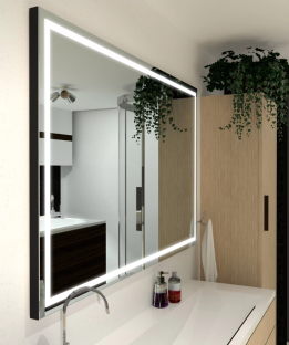 Alasta Atlanta veidrodis su LED apšvietimu, pasirenkamos spalvos rėmelis, Keturkampiai veidrodžiai, veidrodžiai Su rėmeliu