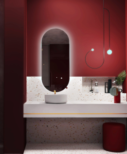 Add Home Zen veidrodis su galiniu LED apšvietimu, Ovalūs veidrodžiai, veidrodžiai Be rėmelio