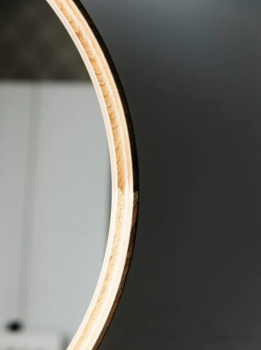 Add Home Eclipse Solar Slim veidrodis su LED apšvietimu, mediniu rėmeliu, Apvalūs veidrodžiai, veidrodžiai Su rėmeliu