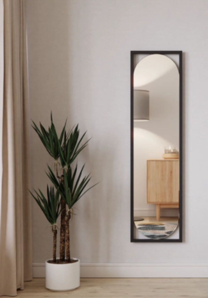 Ovalus veidrodis Marta su juodu rėmeliu 35x130 cm, Interjero veidrodžiai, veidrodžiai Pagrindinis