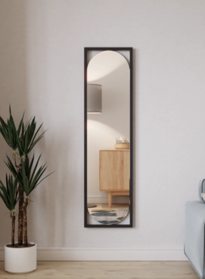 Ovalus veidrodis Marta su juodu rėmeliu 35x130 cm, Interjero veidrodžiai, veidrodžiai Pagrindinis