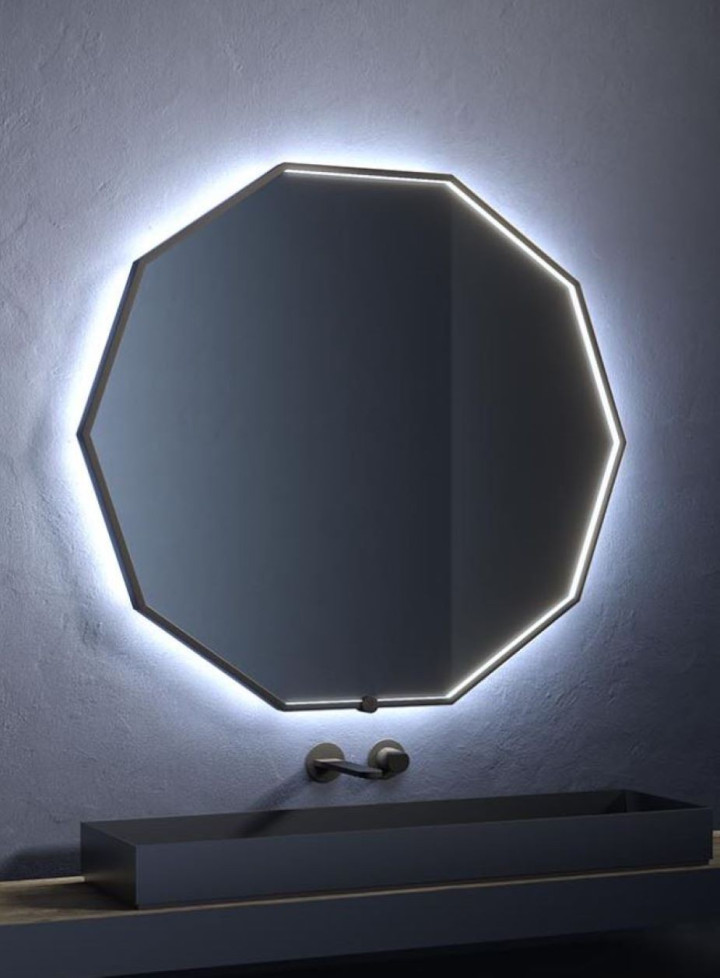 Vanita & Casa Deca apvalus kampuotas veidrodis su LED apšvietimu | Apvalūs veidrodžiai